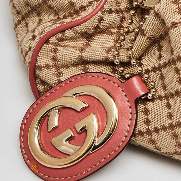 Gucci Beige/Pink Diamante Canvas Sukey Medium Boston Bag - Picture 7 of 12